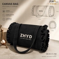 Sac de voyage en toile à volants personnalisé ZHYD avec logo, petit sac fourre-tout léger pour femme, idéal pour la gym ou les nuits, sac à bandoulière