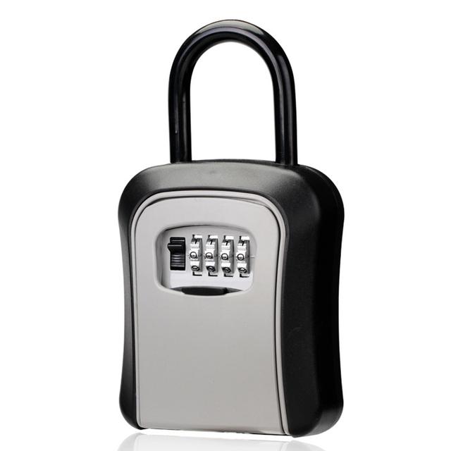 Portable Key Safe Lockable Storage Box with Padlocks Loop Hanged Combination Lock Box for Keys
