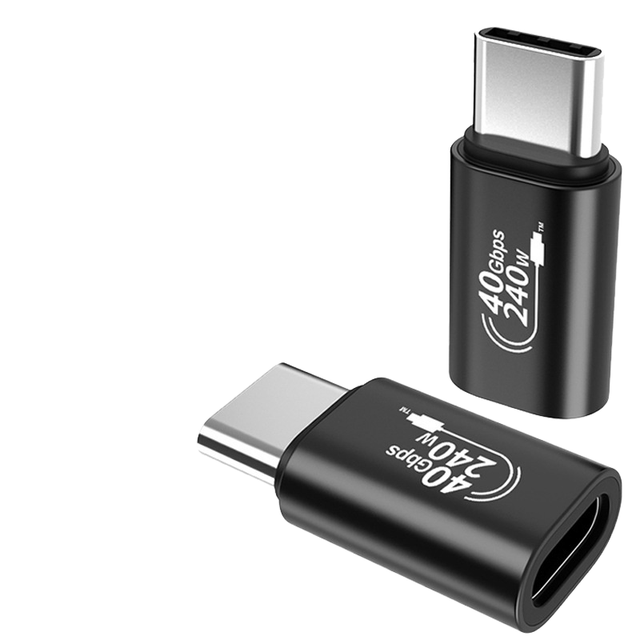 USB4 Type-C Male to Female Adapter 240W Fast Charging 40Gbps Aluminum Alloy for Mobile Phone & Computer
