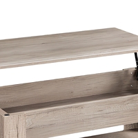 Table basse contemporaine en bois avec plateau relevable et rangement
