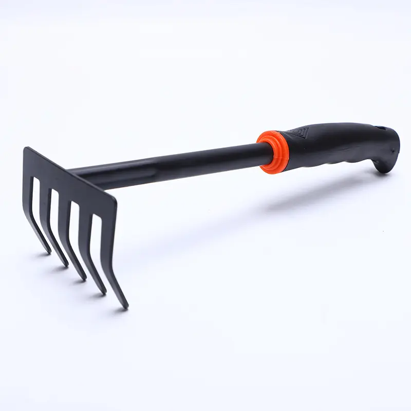 Hand Cultivator Carbon Steel Garden Rakes Tillers with Rubber Grip for Gardening Handle Lawn Grass Leaf