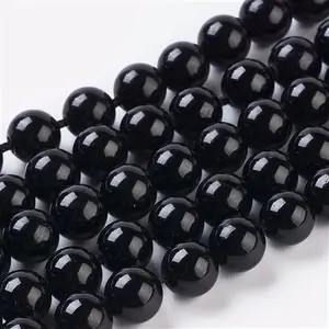 Panda hall 8mm runde natürliche schwarze Turmalin-Edelstein perlen