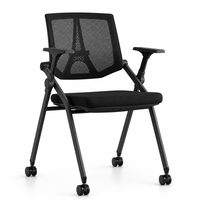 Silla de Oficina Ergonómica Plegable con Ruedas, Silla de Computadora Cómoda con Respaldo Alto para Estudio, Capacitación, Reuniones y Negocios