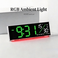 Jam Alarm LED Multifungsi Dekoratif Dinding Kamar Tidur Modern Plastik Digital Baru Sederhana Mewah Gaya Nordik dengan Tampilan Hari
