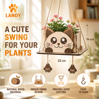 Support de pot de fleurs suspendu en bois créatif en forme de chat ou de hibou, pour la décoration de la maison et du jardin