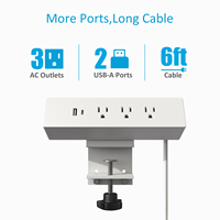 Multiprise de protection contre les surtensions pour bureau, prise de courant américaine, barre d'alimentation, prise de courant de bureau homologuée UL, rallonge avec ports USB