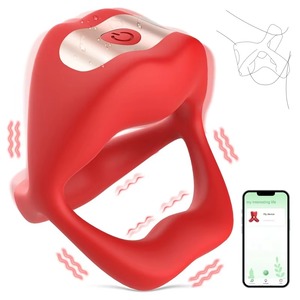Anillo Vibrador Eléctrico con Forma de Boca para Masaje del Punto G Masculino, Doble Anillo para Masturbación y Juguete Sexual para Parejas - Product Image 1
