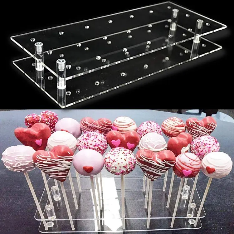 21 Holes Clear Cake Pop Display Stand Visually Appealing Transparent 21 Holders Party Acrylic Lollipop Stand Display