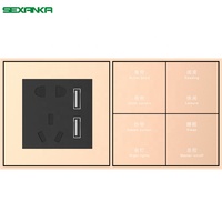 SEXANKA KNX EIB Système automatique de construction de maisons intelligentes Combinaison bipolaire Interrupteur à bouton-poussoir et prise avec interface USB