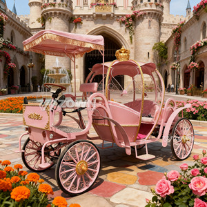 <b>Pink</b> Princess Electric Carriage With Gold Crown And <b>Canopy</b> For Special Transportation - Product Image 3