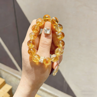 Bracelet en quartz jaune naturel - Bijoux en citrine pour la richesse et la prospérité, cadeau porte-bonheur pour femmes, FJYA