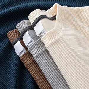 Customised Cotton Men's Cotton Waffle Stick Printed T Shirts Waffle Fabric T Shirts Wholesale Oversized Knit T Shirts for Men - Product Image 1