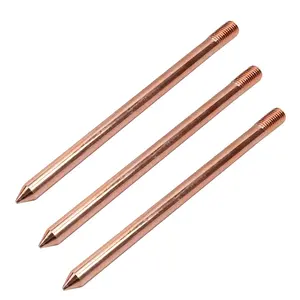 1/2 3/4 5/8 Grounding And Earthing Electrode Electric ground rod copper plated earth rod copper ground