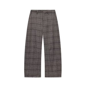 Gray <b>Plaid</b> Women Trousers Full Length Straight <b>Pants</b> Casual Bottoms for Autumn - Product Image 1