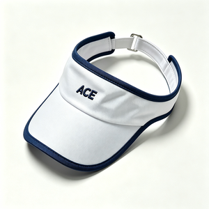 Unisex Sports Visor Cap White Navy Piping Tennis Sun Quick Dry Empty Top Custom Embroidery Outdoor Travel Running Wholesale - Product Image 6