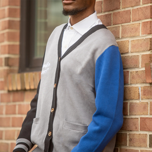 High Quality Hamptoon <b>University</b> Varsity Embroidered Solid Long Sleeve V-neck 100% Cotton Cardigan Sweater - Product Image 5