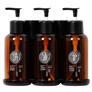 Nieuwste Aangepaste Private Label Plastic Zeepdispenser Hotel Shampoo Douchegel Triple Dispenser Voor Zeep Met Houder