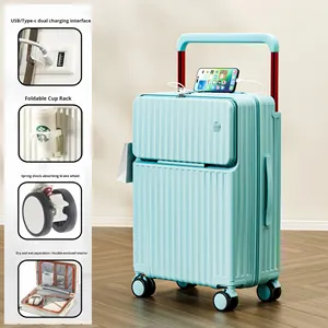 Valise semi-rigide unisexe 20 pouces à ouverture frontale avec poignée large, en ABS+PC, étanche, avec roues universelles - Modèle 2025 - Product Image 6