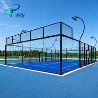 Terrain de padel panoramique avec verre CE, gazon synthétique CEP, éclairage 400W, tableau de scores électrique, triple galvanisation à chaud soudée au laser