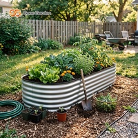 Pot de fleurs en métal galvanisé, résistant à la rouille, avec revêtement en zinc, pour jardin extérieur, conteneur pour plantes, pour la culture d'herbes et de légumes à la maison ou sur la terrasse