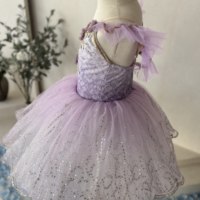 Gaun Tutu Balet Ungu Lavender untuk Anak-anak, Tutu Tulle Berkilau dengan Hiasan Renda & Bunga untuk Anak Perempuan, Ideal untuk Pertunjukan Balet.