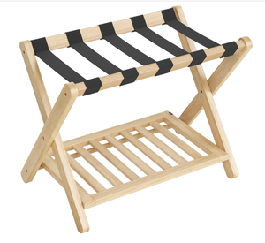 Solid Wood Wooden Foldable Hotel Room Luggage Rack Bathroom <b>Storage</b> Rack Used <b>for</b> Bedrooms Homestays and Guest Rooms - Product Image 1