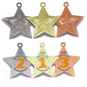 Trophée et médaille de marathon en or de haute qualité personnalisés en gros avec ruban, médaille d'honneur sportive en métal avec logo personnalisé - Product Image 6