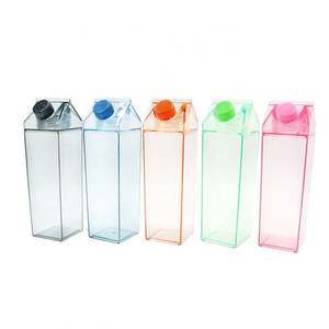 500ml 1000ml <b>Clear</b> Acrylic Square Plastic Leak-Proof Milk Carton Design Water Bottle for Boiling Water Party Use Dishwasher Safe - Product Image 3