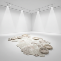 Tapis de salon moderne en laine sur mesure, forme irrégulière, tufté à la main, abstrait, artistique, fait main par un designer pour usage domestique