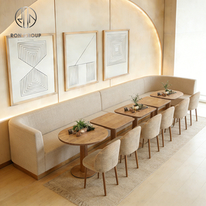 Ensemble de mobilier de restaurant en bois courbé : banquette, table, chaise et canapé pour café - Product Image 1