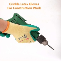Gants de sécurité durables en polycoton tricoté avec paume en latex froissé, excellente adhérence humide, conformes aux normes Snell, pour les travaux de construction en extérieur