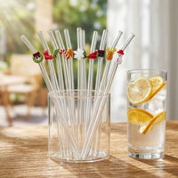 Accessoires en gros de pailles en verre colorées réutilisables, écologiques et adaptées aux boissons aux fruits pour les barmans, emballage en vrac