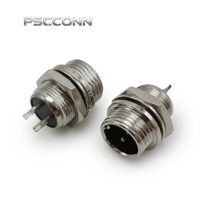 Connecteur circulaire industriel PSCCONN GX12 fileté pour l'aviation, 2, 3, 4, 5, 6, 7 broches, mâle à double clé plate