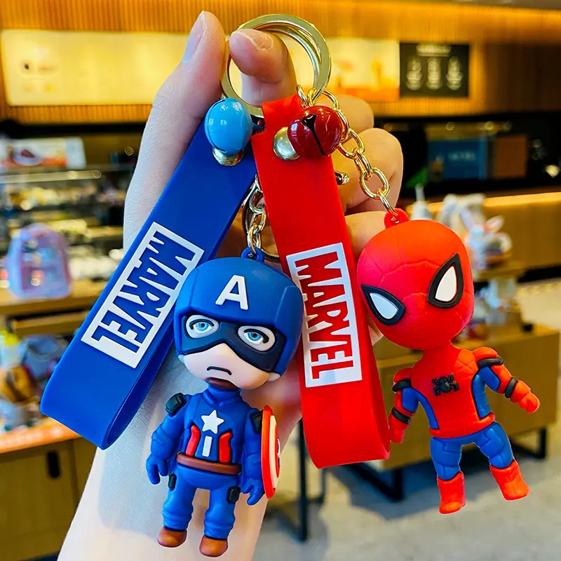 Usa Cartoon Bag Creative Pendant Key Ring Iron Man Spider-man Superhero Pendant Keychain 3d Doll Car Keychain