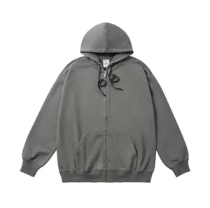 Sweat à capuche zippé, style ample, unisexe, logo personnalisable, broderie en coton, design - Product Image 5