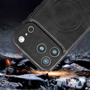 Fundas Magnéticas de Cuero PU al por Mayor para iPhone 17 12 13 14 15 16 Pro Max 17 Air, Cubierta Protectora con Carga Inalámbrica - Product Image 4