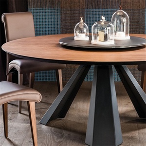 Ensemble de meubles de banquet de <span class=keywords><strong>restaurant</strong></span> d'hôtel de luxe, grande table à manger ronde en bois avec <span class=keywords><strong>centre</strong></span> rotatif - Product Image 6