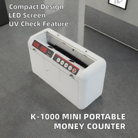 Compteur d'argent portable K-1000 Mini compteur de billets avec affichage LED et batterie rechargeable Machine de comptage d'argent portable