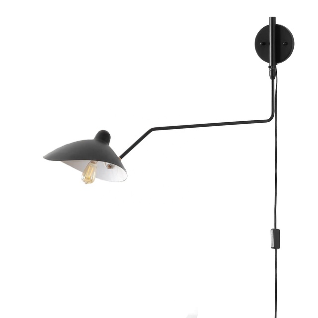 Modern Nordic Black Iron LED Wall Lamp Wall-Mounted for Home Office Warm White Light 50000 Hours Lifespan