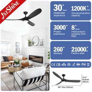 Ventilador de techo Led 1stshine para interiores, madera maciza negra, DC, Motor silencioso, iluminación ajustable remota, luz de ventilador de techo - Product Image 3