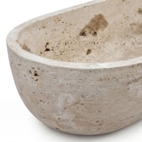 Baignoires ovales modernes sur mesure de luxe en marbre travertin beige exclusif, autoportantes pour salle de bain, villa, hôtel