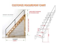 Escalier pliable en bois de chêne durable, longue durée de vie, sûr et stable avec main courante