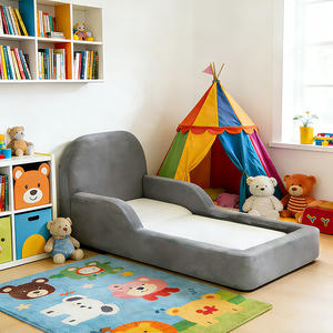 Canapé-<span class=keywords><strong>lit</strong></span> pour enfants, bébés et tout-petits, pliable, portable, en mousse souple, design 2-en-1, idéal pour la maison et les voyages - Product Image 2