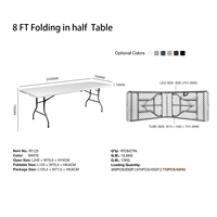 Mesa Plegable GSD para Exteriores de 8 Pies, Portátil, de Plástico Blanco, Larga, para Fiestas, Comedor, Bodas, Silla Plegable