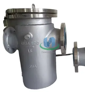 basket type cast iron stainless steel water filter machine for water treatment water filter housing PN16 DN50 DN200