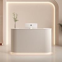 Bureau de réception moderne en bois sur mesure avec éclairage LED, haute capacité de charge, pour salon de beauté, salon de coiffure, magasin de vêtements, hôpital
