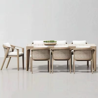 Ensemble de jardin en teck de style nordique pour l'extérieur, table et chaises, protection solaire, bois massif, modèle TMY947