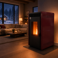 Poêle à granulés de bois d'intérieur à haute efficacité P8 en acier moderne pour hôtels