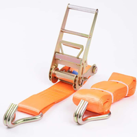 Sangle d'arrimage à cliquet 8 tonnes 5M avec crochets en J doubles, sangle de fixation de cargaison robuste en polyester pour camion, remorque, sécurisation des marchandises