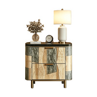 Table de chevet de luxe italienne, armoire sculptée en patchwork artistique, table de rangement moderne pour chambre à coucher